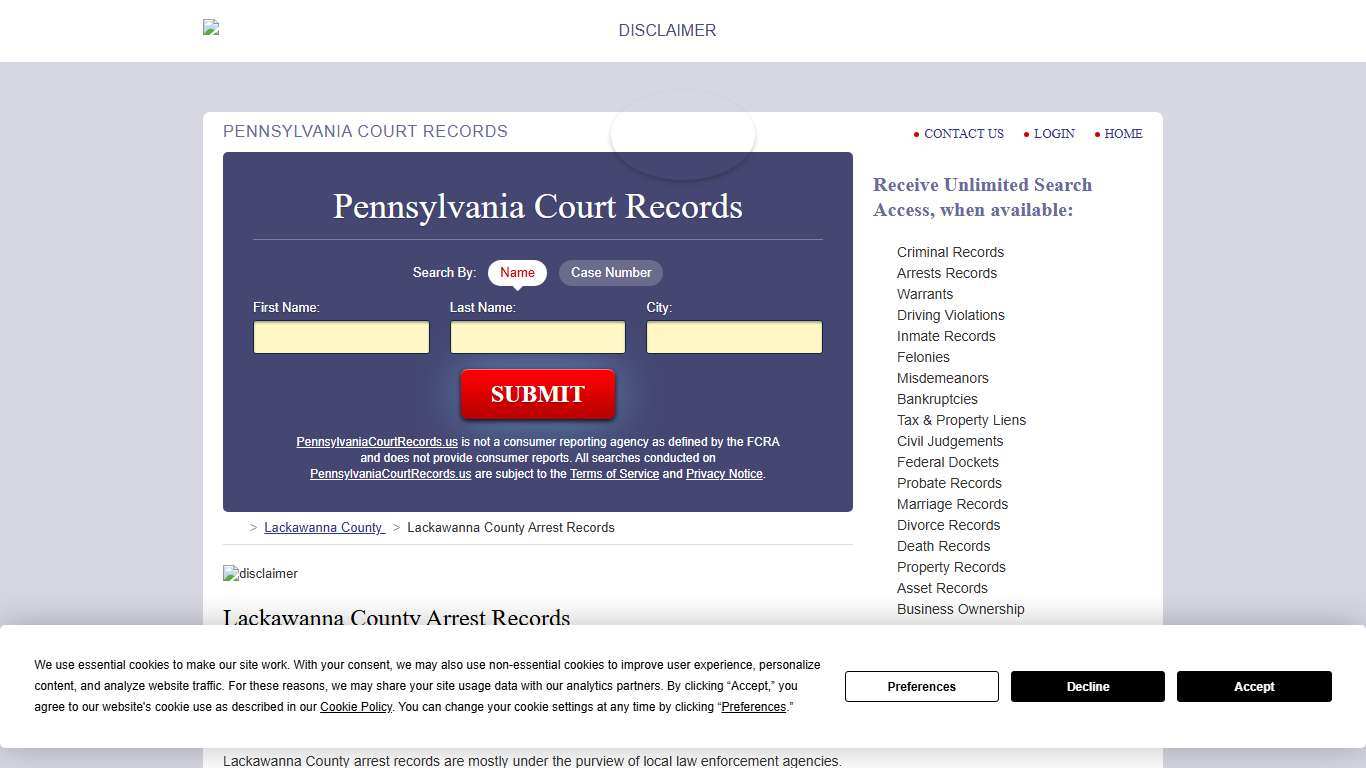 Lackawanna County Arrest Records PennsylvaniaCourtRecords.us